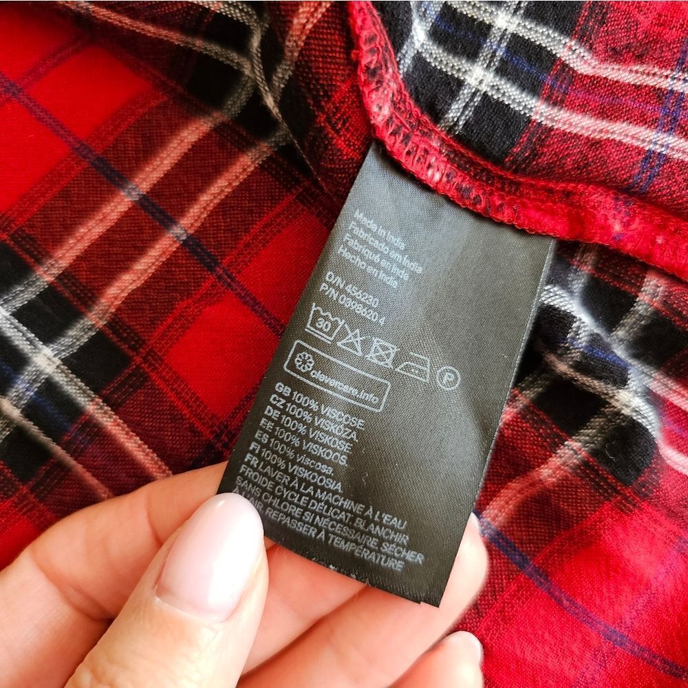 Red Plaid Button-Up Shirt - Picture 7 of 8